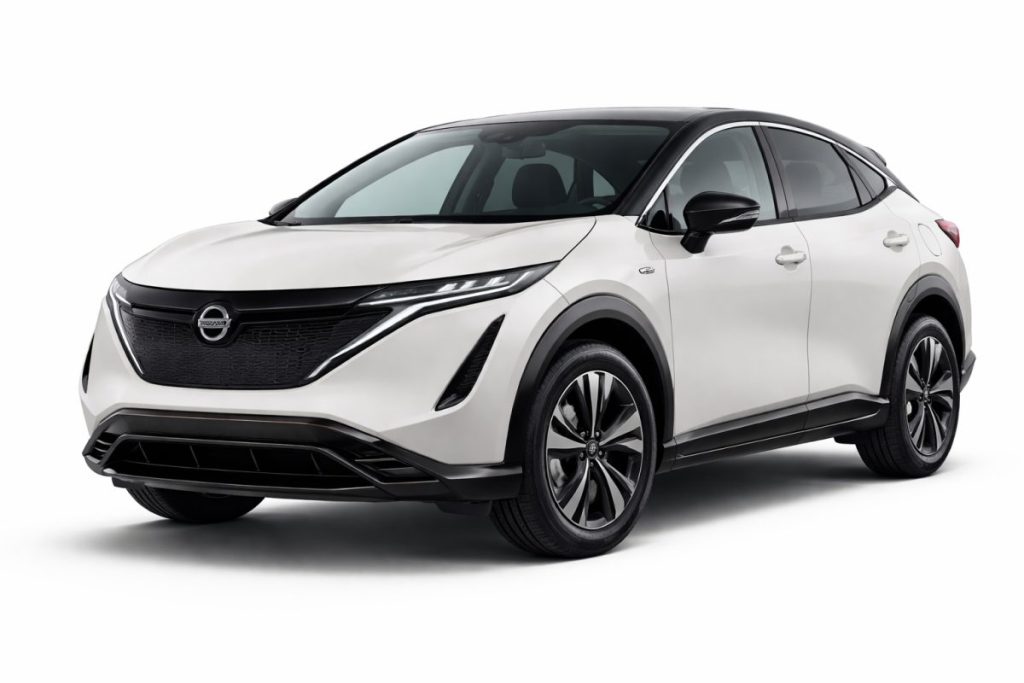White Nissan Ariya electric crossover rental